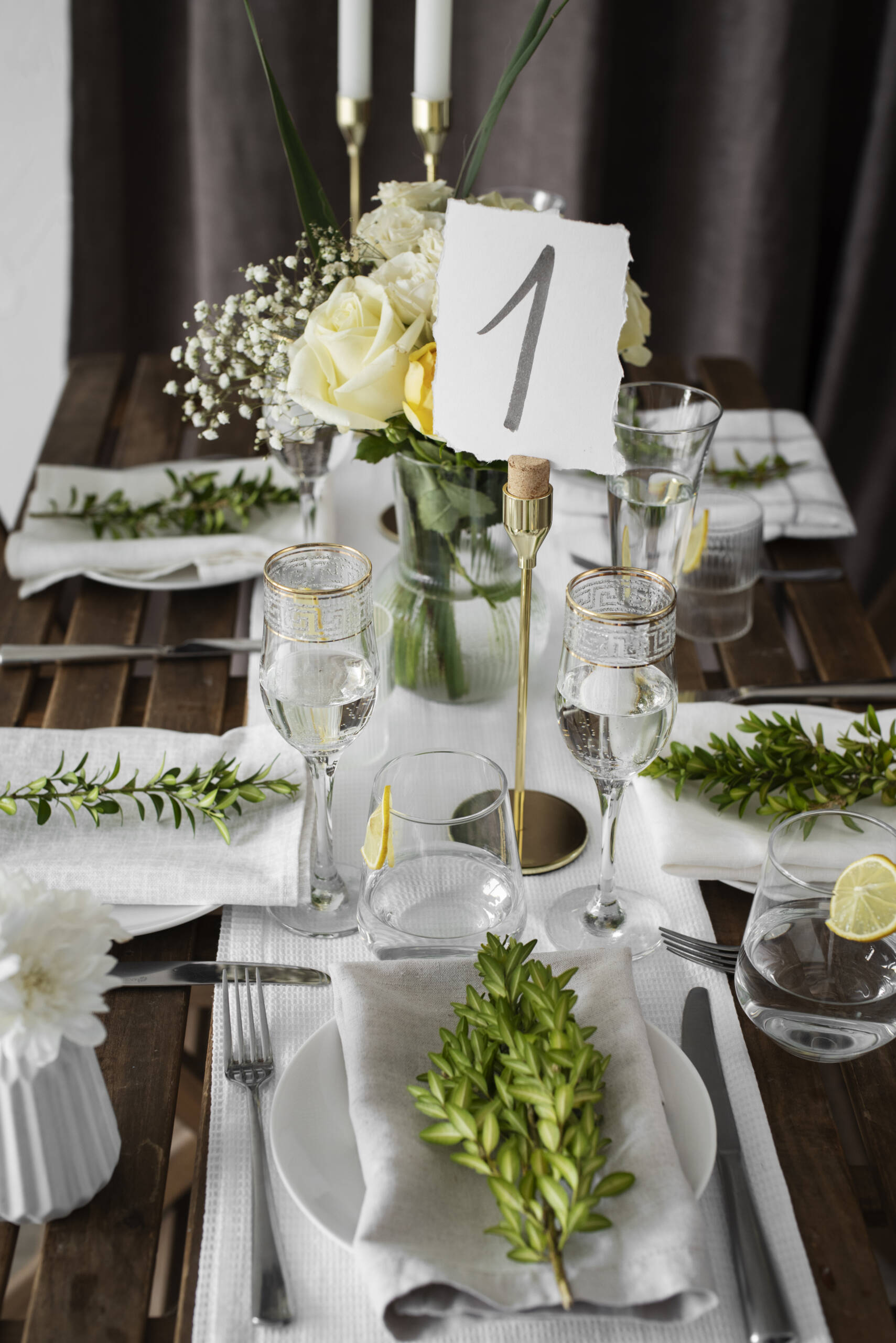 high-angle-wedding-table-arrangement-with-plates